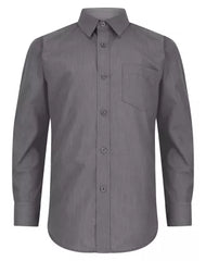 Boys Long Sleeve Shirt-Grey Regular Fit (2pk)- 1880 Club